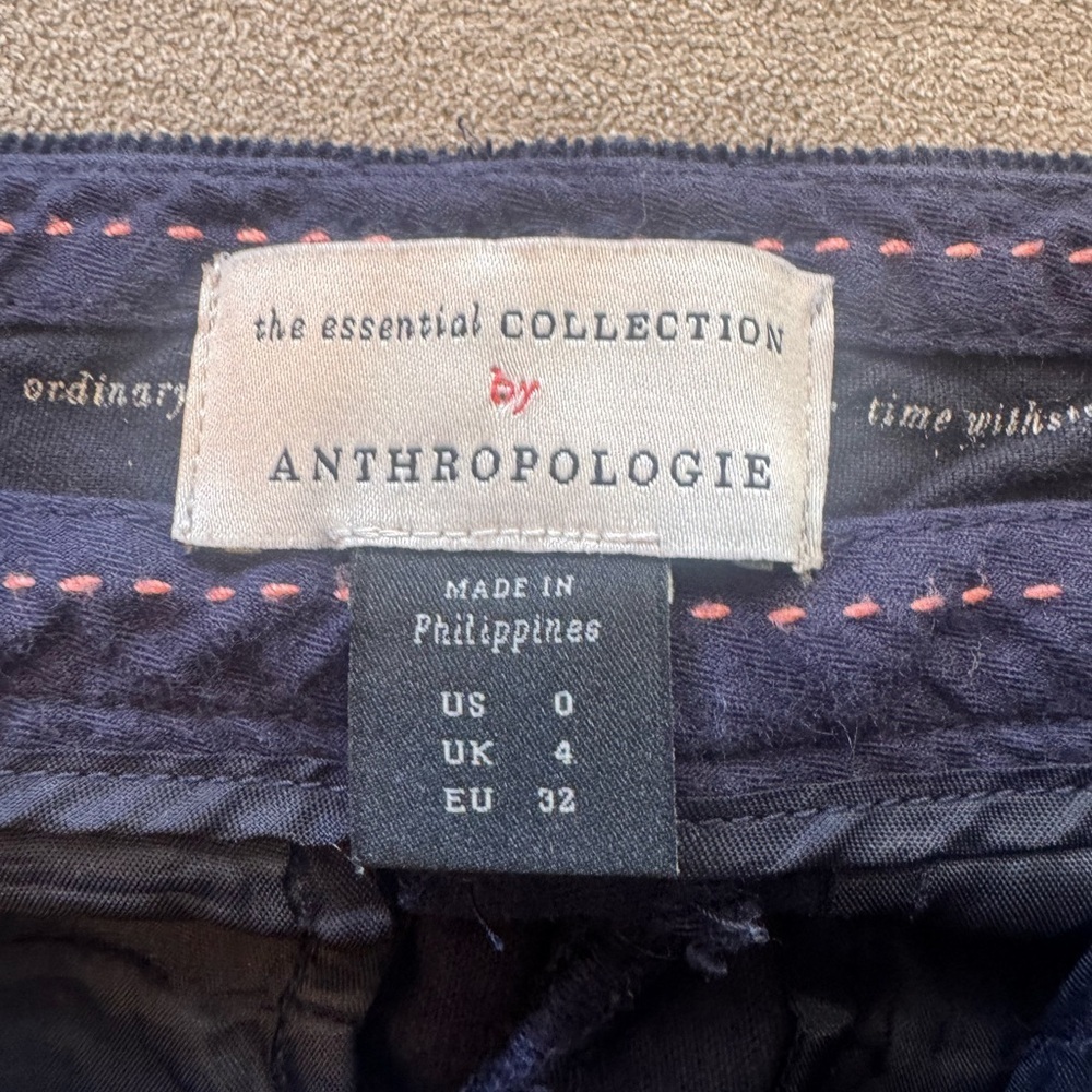 Anthropologie Navy Blue Corduroy Crop Pants - Picture 6 of 9